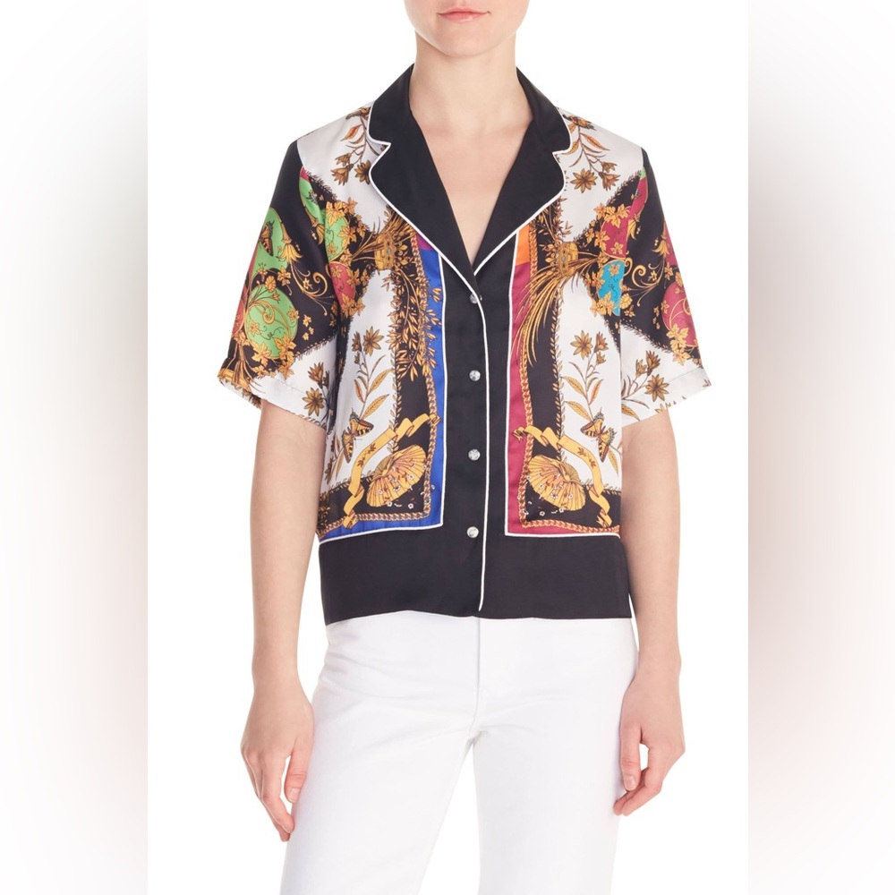 Sandro butterfly satin button down shirt